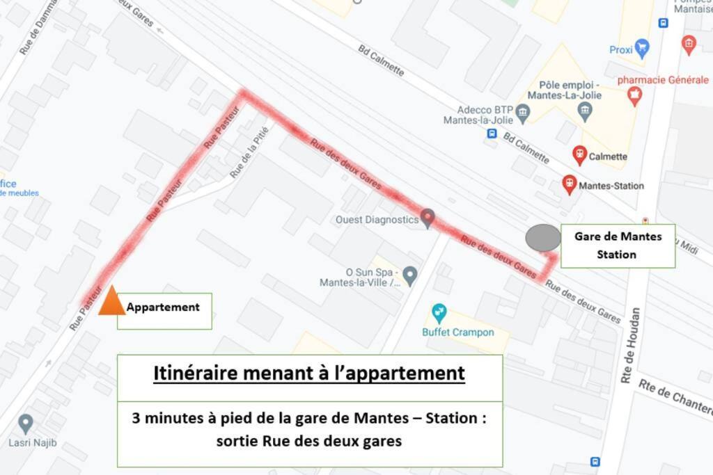 Appartement F2 De Haut Standing En Hypercentre Avec Jardin Prive A 270 M De La Gare De Mantes ! Eksteriør bilde